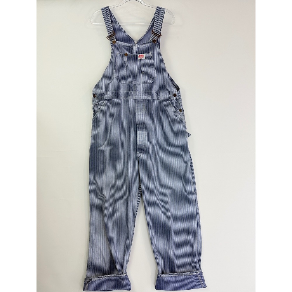 Round House Hickory Stripe Overalls Sanforized Men Large? Blue Workwear Bibs USA